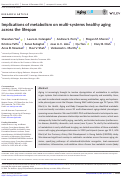 Cover page: Implications of metabolism on multi-systems healthy aging across the lifespan.