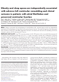 Cover page: Obesity and sleep apnea are independently associated with adverse left ventricular remodeling and clinical outcome in patients with atrial fibrillation and preserved ventricular function