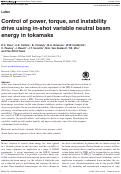 Cover page: Control of power, torque, and instability drive using in-shot variable neutral beam energy in tokamaks