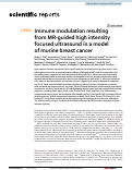 Cover page: Immune modulation resulting from MR-guided high intensity focused ultrasound in a model of murine breast cancer