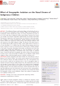 Cover page: Effect of Geographic Isolation on the Nasal Virome of Indigenous Children.