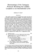 Cover page: Shortcomings of the Cartagena Protocol: Resolving the Liability Loophole at an International Level