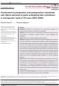 Cover page: Assessment of preoperative and postoperative l‐lactatemia and clinical outcomes in goats undergoing tube cystostomy: A retrospective study of 34 cases (2015‐2020)