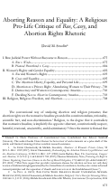 Cover page: Aborting Reason and Equality: A Religious Pro-Life Critique of Roe, Casey, and Abortion Rights Rhetoric