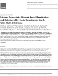 Cover page: Intrinsic Connectivity Network-Based Classification and Detection of Psychotic Symptoms in Youth With 22q11.2 Deletions.