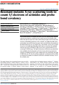 Cover page: Resonant inelastic X-ray scattering tools to count 5 f electrons of actinides and probe bond covalency