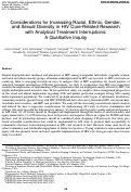 Cover page: Considerations for Increasing Racial, Ethnic, Gender, and Sexual Diversity in HIV Cure-Related Research with Analytical Treatment Interruptions: A Qualitative Inquiry