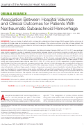 Cover page: Association Between Hospital Volumes and Clinical Outcomes for Patients With Nontraumatic Subarachnoid Hemorrhage