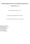 Cover page: High-throughput purification of hexahistidine-tagged proteins expressed in E. coli