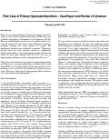 Cover page: Fatal Case of Primary Hyperparathyroidism – Case Report and Review of Literature