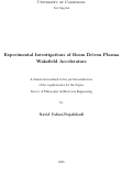 Cover page: Experimental Investigations of Beam Driven Plasma Wakefield Accelerators