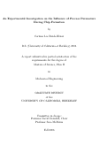 Cover page: An Experimental Investigation on the Influence of Process Parameters During Chip Formation