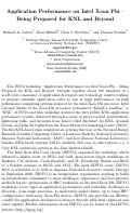 Cover page: Application Performance on Intel Xeon Phi - Being Prepared for KNL and Beyond