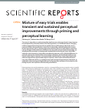 Cover page: Mixture of easy trials enables transient and sustained perceptual improvements through priming and perceptual learning