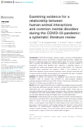 Cover page: Examining evidence for a relationship between human-animal interactions and common mental disorders during the COVID-19 pandemic: a systematic literature review.