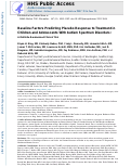 Cover page: Baseline Factors Predicting Placebo Response to Treatment in Children and Adolescents With Autism Spectrum Disorders: A Multisite Randomized Clinical Trial