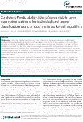 Cover page: Confident Predictability: Identifying reliable gene expression patterns for individualized tumor classification using a local minimax kernel algorithm