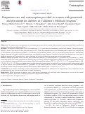 Cover page: Postpartum care and contraception provided to women with gestational and preconception diabetes in California's Medicaid program