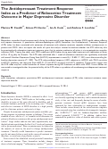 Cover page: The Antidepressant Treatment Response Index as a Predictor of Reboxetine Treatment Outcome in Major Depressive Disorder