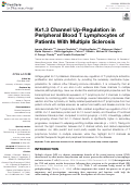 Cover page: Kv1.3 Channel Up-Regulation in Peripheral Blood T Lymphocytes of Patients With Multiple Sclerosis.