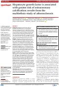 Cover page: Hepatocyte growth factor is associated with greater risk of extracoronary calcification: results from the multiethnic study of atherosclerosis