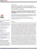 Cover page: Aptamarker prediction of brain amyloid-β status in cognitively normal individuals at risk for Alzheimer’s disease