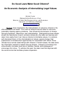 Cover page: Do Good Laws Make Good Citizens? An Economic Analysis of Internalizing Legal Values