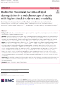 Cover page: Multiomic molecular patterns of lipid dysregulation in a subphenotype of sepsis with higher shock incidence and mortality