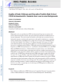 Cover page: Quality of early childcare and education predicts high school STEM achievement for students from low-income backgrounds.