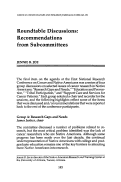 Cover page: Roundtable Discussions: Recommendations from Subcommittees