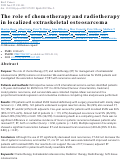 Cover page: The role of chemotherapy and radiotherapy in localized extraskeletal osteosarcoma