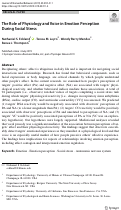 Cover page: The Role of Physiology and Voice in Emotion Perception During Social Stress