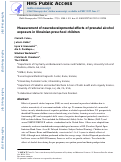 Cover page: Measurement of neurodevelopmental effects of prenatal alcohol exposure in Ukrainian preschool children