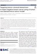 Cover page: Targeting tumor–stromal interactions in triple-negative breast cancer using a human vascularized micro-tumor model