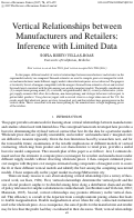 Cover page of Vertical relationships between manufacturers and retailers: inference with limited data