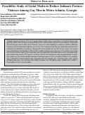 Cover page: Feasibility Study of Social Media to Reduce Intimate Partner Violence Among Gay Men in Metro Atlanta, Georgia