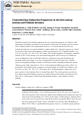 Cover page: Characterizing Subjective Responses to Alcohol Among Adolescent Problem Drinkers