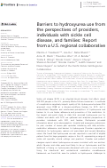 Cover page: Barriers to hydroxyurea use from the perspectives of providers, individuals with sickle cell disease, and families: Report from a U.S. regional collaborative