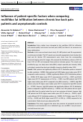 Cover page: Influence of patient‐specific factors when comparing multifidus fat infiltration between chronic low back pain patients and asymptomatic controls