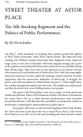 Cover page: Street Theater at Astor Place: The Silk Stocking Regiment and Antebellum Public Performance