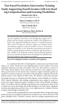 Cover page: Text-based Vocabulary Intervention Training Study: Supporting Fourth Graders with Low Reading Comprehension and Learning Disabilities.