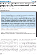 Cover page: Unaffected Perceptual Thresholds for Biological and Non-Biological Form-from-Motion Perception in Autism Spectrum Conditions