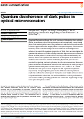 Cover page: Quantum decoherence of dark pulses in optical microresonators