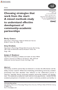 Cover page: Choosing strategies that work from the start: A mixed methods study to understand effective development of community–academic partnerships