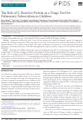 Cover page: The Role of C-Reactive Protein as a Triage Tool for Pulmonary Tuberculosis in Children