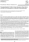 Cover page: Polyubiquitinylation Profile in Down Syndrome Brain Before and After the Development of Alzheimer Neuropathology