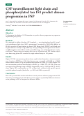 Cover page: CSF neurofilament light chain and phosphorylated tau 181 predict disease progression in PSP