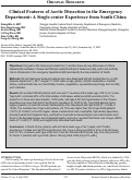 Cover page: Clinical Features of Aortic Dissection in the Emergency Department: A Single-center Experience from South China