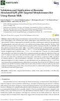 Cover page: Validation and Application of Biocrates AbsoluteIDQ® p180 Targeted Metabolomics Kit Using Human Milk