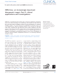 Cover page: HER2/neu: An increasingly important therapeutic target: Part 3 Clinical Applications &amp; Investigations